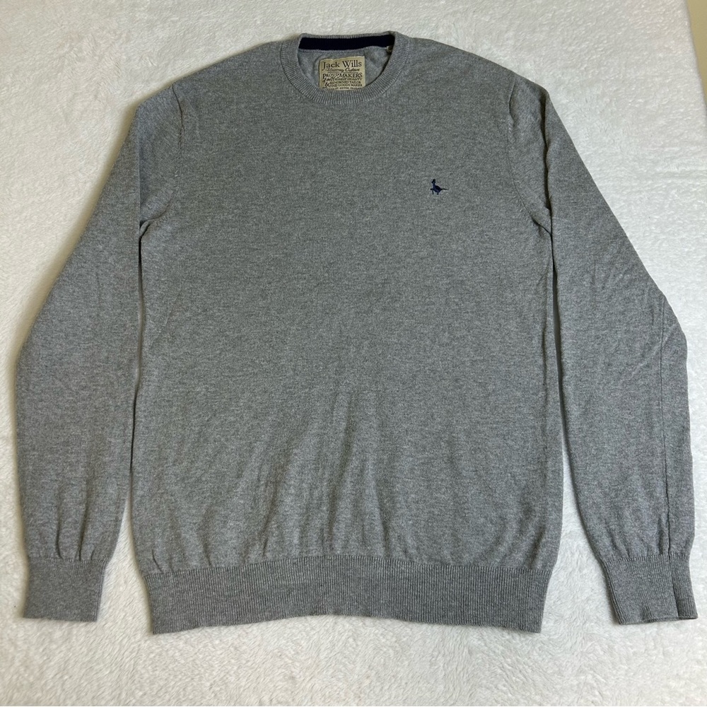 Jack Wills Men's Sweater Size Medium Gray Knit Long Sleeve Crew Neck Pullover